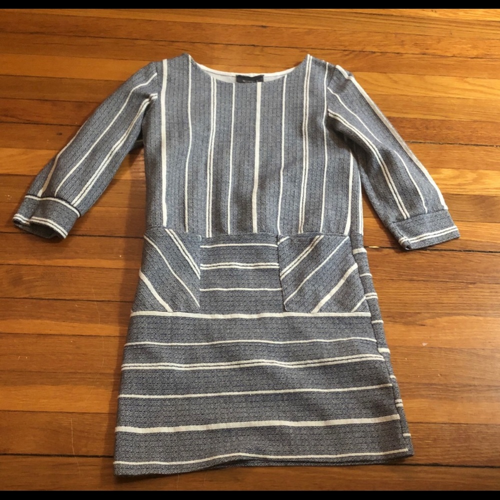 Grey and White Dress with Pockets